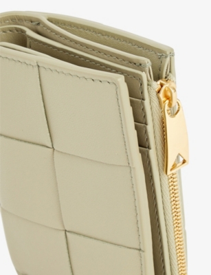 Shop Bottega Veneta Womens Travertine-gold Intrecciato Leather Wallet
