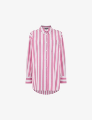 WHISTLES: Stripe-pattern oversized cotton shirt
