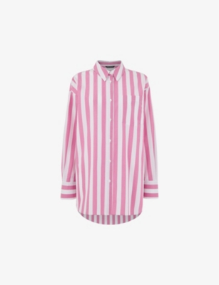 Shop Whistles Women's Multi-coloured Stripe-pattern Oversized Cotton Shirt