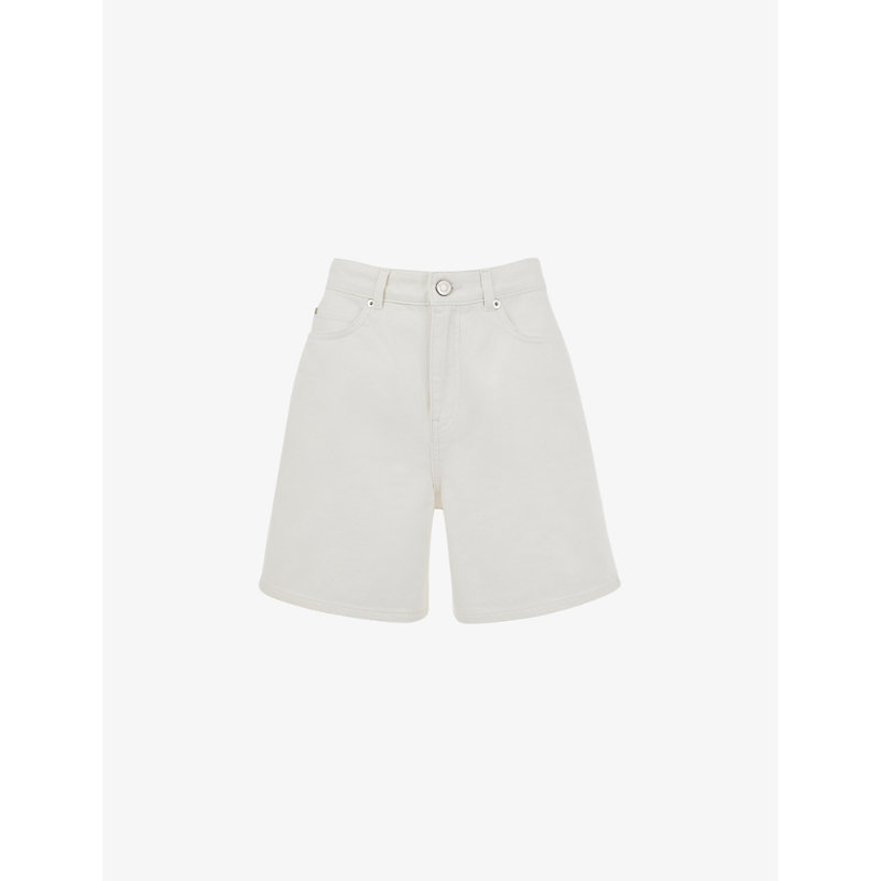 Shop Whistles Women's White Patch-pocket Regular-fit Denim Shorts