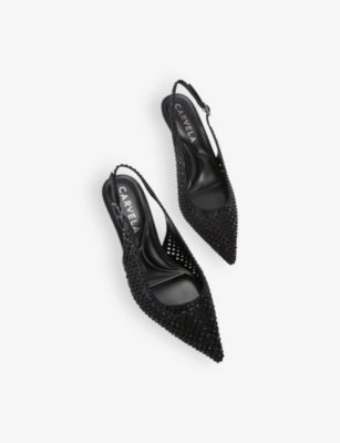 CARVELA: Laser crystal-embellishment slingback heels