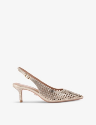CARVELA: Lazer crystal-embellished mesh slingback shoes
