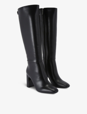 Carvela Womens  Jackpot Block-heel Faux-leather Knee-high Boots In Black