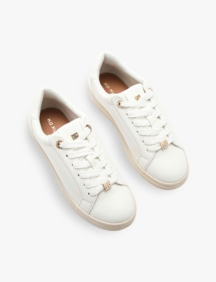 Kg Kurt Geiger Womens Eliza Brand-plaque Faux-leather Low-top Trainers Whit In White