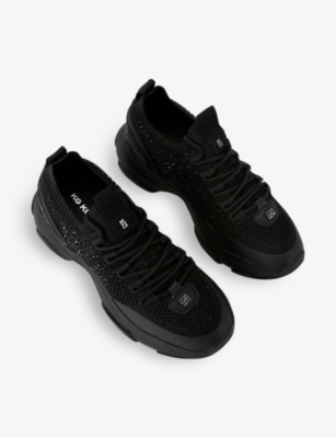 Kg Kurt Geiger Womens Black Lively Gem Embellished Mesh Low-top Trainers Eur 40 / 7 Uk In Black
