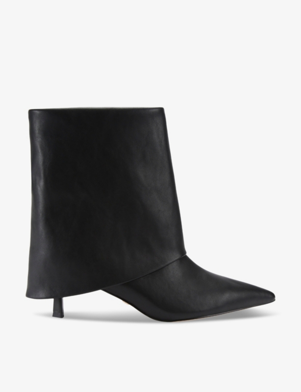 Fierce fold-over heeled faux-leather ankle boots