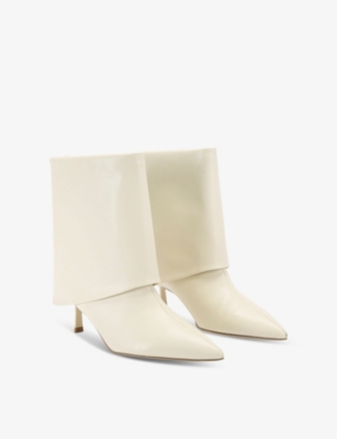 Kg Kurt Geiger Womens Bone Fierce Fold-over Heeled Faux-leather Ankle Boots In Bone