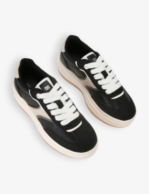 Kg Kurt Geiger Womens Black Kick Logo-badge Faux-leather Low-top Trainers In Black