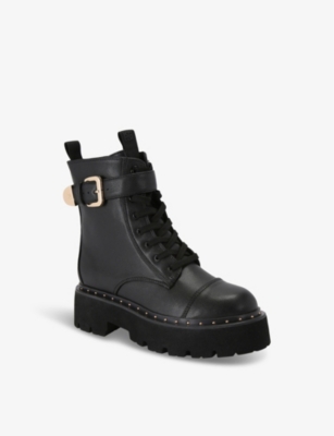 Kg Kurt Geiger Womens Trick Lace-up Faux-leather Ankle Boots Blac In Black