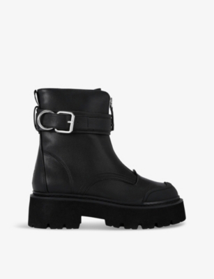 Kg Kurt Geiger Womens  Trick Zip Faux-leather Ankle Boots In Black