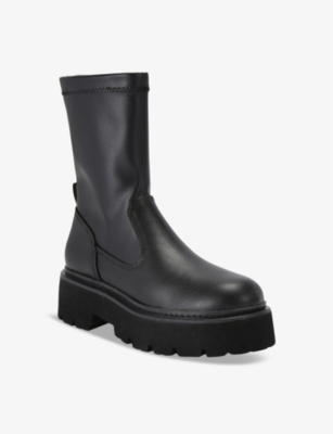 Kg Kurt Geiger Womens Black Trick Sock Faux-leather Ankle Boots In Black