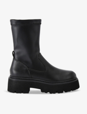 Kg Kurt Geiger Womens Black Trick Sock Faux-leather Ankle Boots In Black