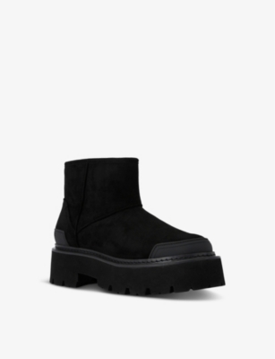 Kg Kurt Geiger Womens Black Trick Warm Logo-embossed Faux-suede Ankle Boots In Black