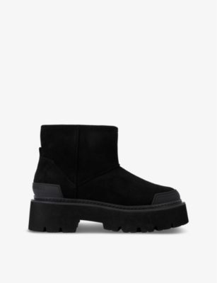 Kg Kurt Geiger Womens Black Trick Warm Logo-embossed Faux-suede Ankle Boots In Black