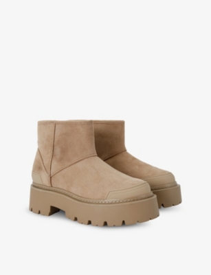 Kg Kurt Geiger Womens Camel Trick Warm Logo-embossed Faux-suede Ankle Boots In Camel