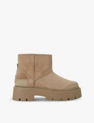 Kg Kurt Geiger Womens Camel Trick Warm Logo-embossed Faux-suede Ankle Boots In Camel
