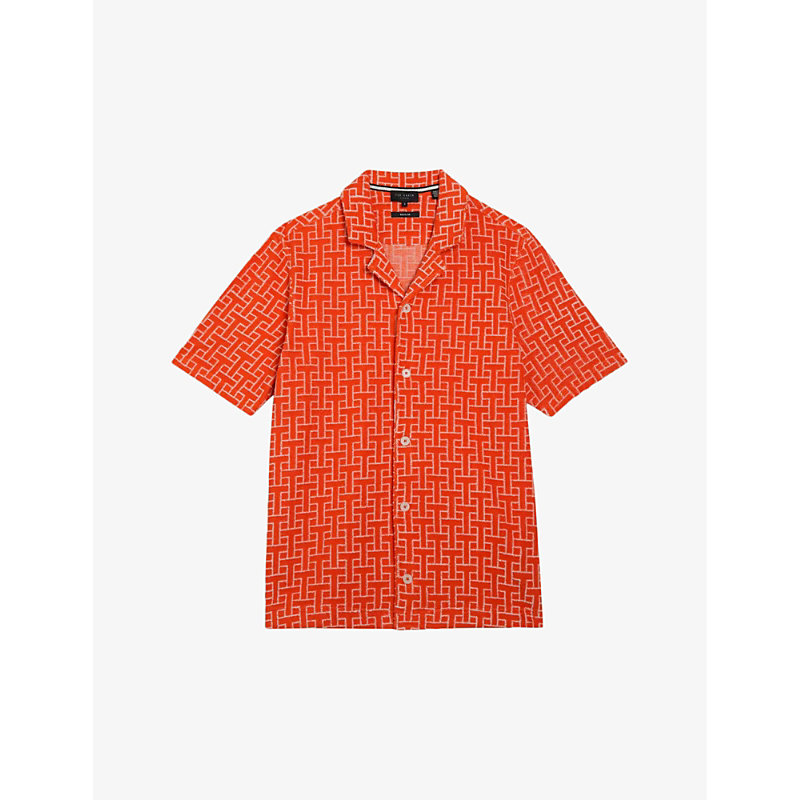 Ted Baker Mens Brt-orange Endula T-print Towelling Shirt