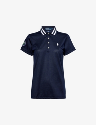 Polo Ralph Lauren Womens Refined Navy X Wimbledon Brand-patch Recycled-polyester And Cotton-blend Po