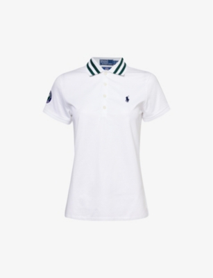 Polo Ralph Lauren Womens Ceramic White X Wimbledon Brand-patch Recycled-polyester And Cotton-blend P
