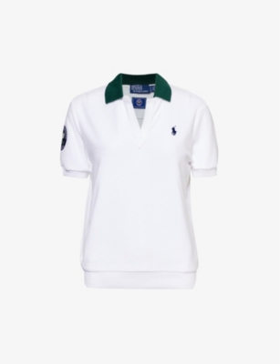 Polo Ralph Lauren X Wimbledon Logo-embroidered Cotton And Recycled-polyester Blend Polo Shirt In Ceramic White/moss Agate