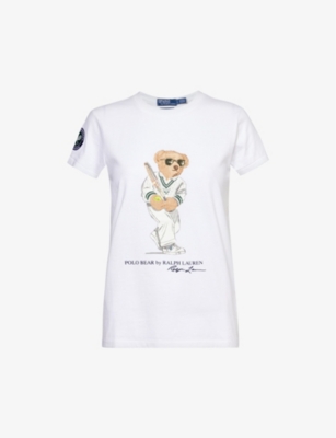 POLO RALPH LAUREN: Polo Ralph Lauren x Wimbledon Polo Bear-print recycled cotton-blend T-shirt