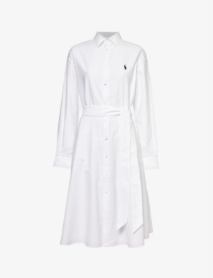 Shop Polo Ralph Lauren Women's White X Wimbledon Cotton-piqué Midi Dress