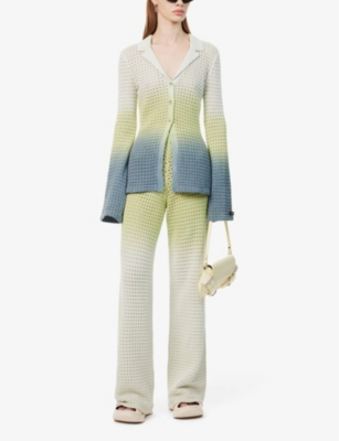 Shop Daily Paper Women's Gradient Adaeze Gradient-pattern Cotton-blend Cardigan