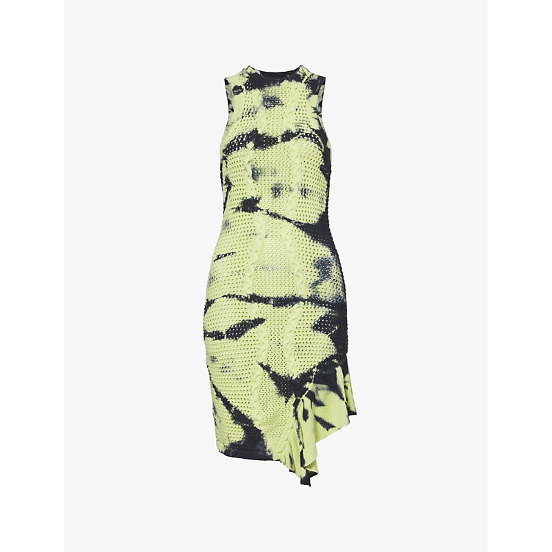 Daily Paper Womens Daiquiri Green Xois Abstract-pattern Cotton-blend Midi Dress