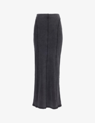 Shop Daily Paper Women's Black Nalia Ribbed High-rise Stretch-cotton Maxi Skirt