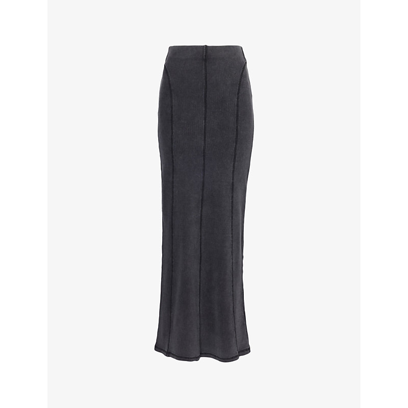 Daily Paper Womens Black Nalia Ribbed High-rise Stretch-cotton Maxi Skirt
