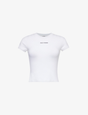 DAILY PAPER: Round-neck logo-pattern stretch-cotton T-shirt