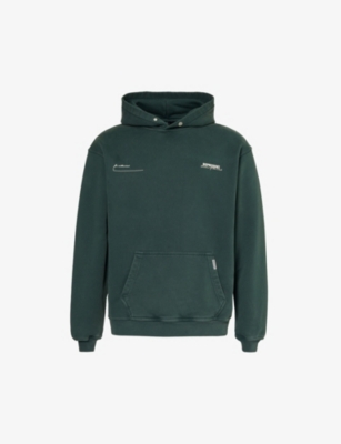 Shop Represent Men's Forest Green Patron Of The Club Brand-print Cotton-jersey Hoody