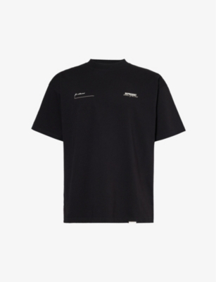 Shop Represent Men's Black Patron Of The Club Brand-print Cotton-jersey T-shirt