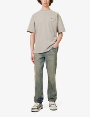 Shop Represent Men's Mudstone Patron Of The Club Brand-print Cotton-jersey T-shirt