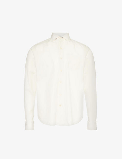 OSCAR JACOBSON: Long-sleeved patch-pocket cotton shirt