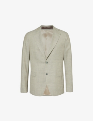 Oscar Jacobson Mens Nubuck Beige Ego Regular-fit Single-breasted Wool Blazer In Nubuck Beige