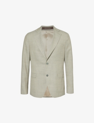 Shop Oscar Jacobson Men's Nubuck Beige Ego Regular-fit Single-breasted Wool Blazer