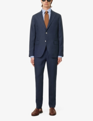 Shop Oscar Jacobson Men's Vy Fogerty Single-breasted Linen Jacket In Navy