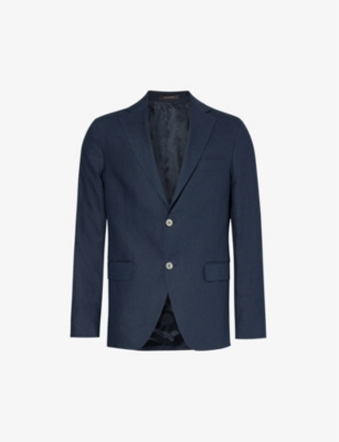 Shop Oscar Jacobson Men's Vy Fogerty Single-breasted Linen Jacket In Navy