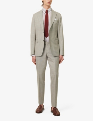 Shop Oscar Jacobson Men's Nubuck Beige Denz Side-panel Regular-fit Tapered-leg Mid-rise Wool Trousers