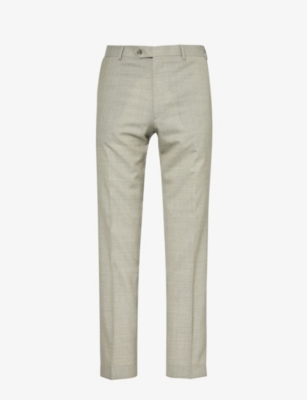 Shop Oscar Jacobson Mens Nubuck Beige Denz Side-panel Regular-fit Tapered-leg Mid-rise Wool Trousers