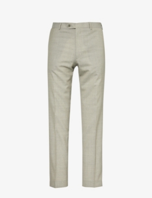 Shop Oscar Jacobson Denz Side-panel Regular-fit Tapered-leg Mid-rise Wool Trousers In Nubuck Beige