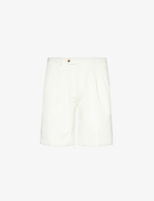 Shop Oscar Jacobson Men's Snow White Oj Tanker Stretch-cotton Shorts