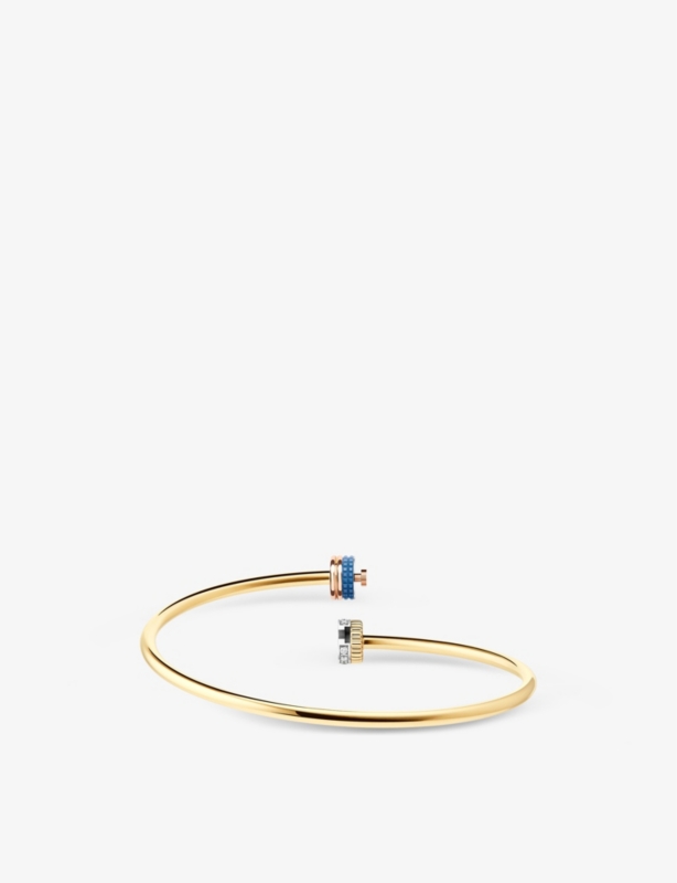 Quatre blue-edition 18ct yellow, white and rose-gold, 0.11ct diamond and ceramic bracelet