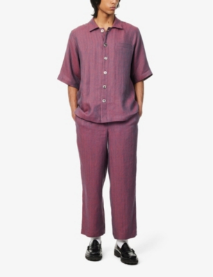 Shop Missing Clothier Men's Chili Cropped High-rise Relaxed-fit Straight-leg Linen Trousers