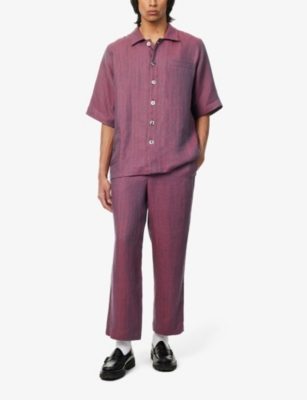 Shop Missing Clothier Men's Chili Welt-pocket Relaxed-fit Linen Shirt