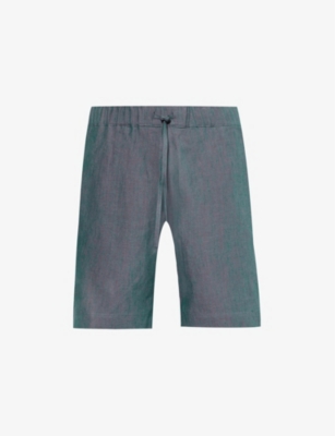 Shop Missing Clothier Men's Teal Drawstring-waistband Regular-fit Linen Shorts