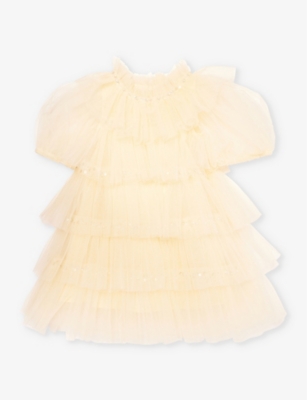 Shop Tutu Du Monde Parade Tulle Woven Dress 3-24 Months In Corn Silk