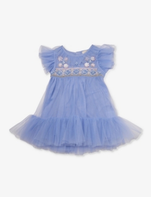 Shop Tutu Du Monde Antoinet Gem-embellished Tulle Dress 3-24 Months In Plume