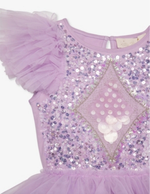Shop Tutu Du Monde Girls Lilac Thistle Kids Mirror Ball Gem-embellished Tulle And Cotton-jersey Dress 4-1